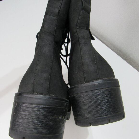 Dunes Kobe Women Blk Combat Lace Up Boot Moto Zip Up Y2K Grunge Goth Booties 9M - Picture 5 of 8